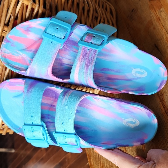 Multi Color Swirl Slides Sandals Size 10 - Picture 4 of 10